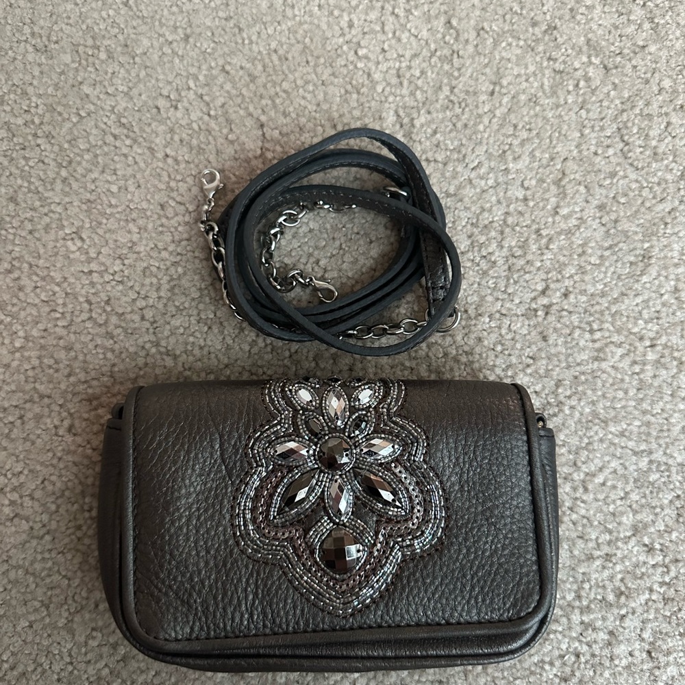 Brighton Silver Clutch with Ornate Embellishments